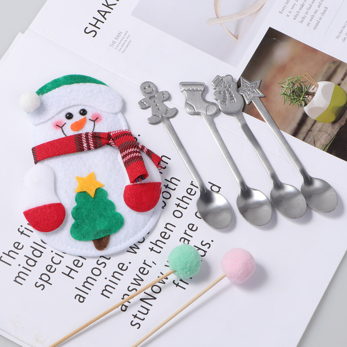 Coffee Tea Spoon - 5-częściowy zestaw świątecznych łyżek ze stali