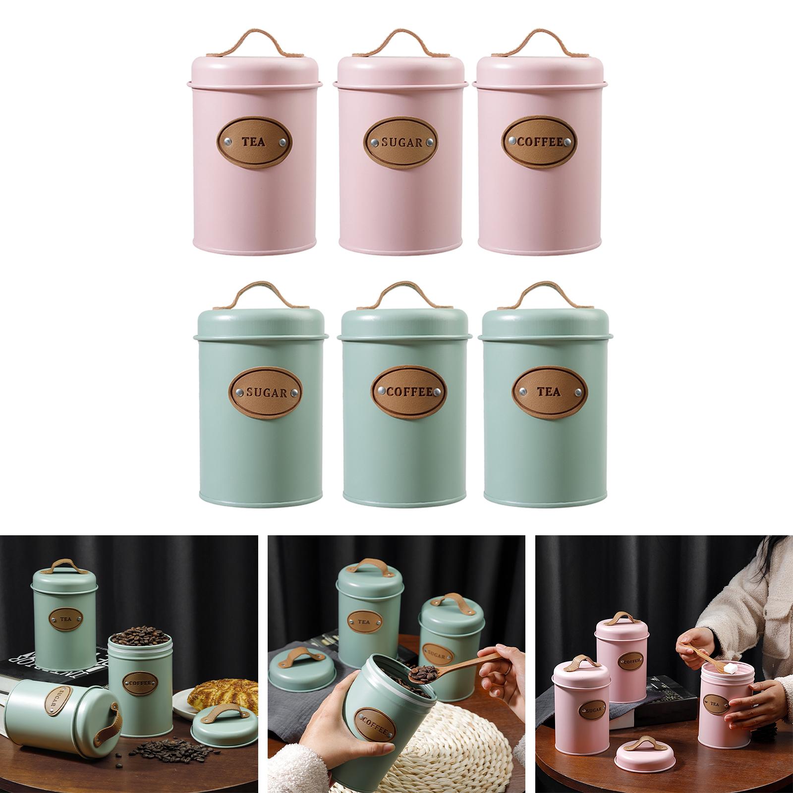 Coffee Tea Sugar Container Set - 3-częściowy zestaw pojemników kuchennych do kawy,