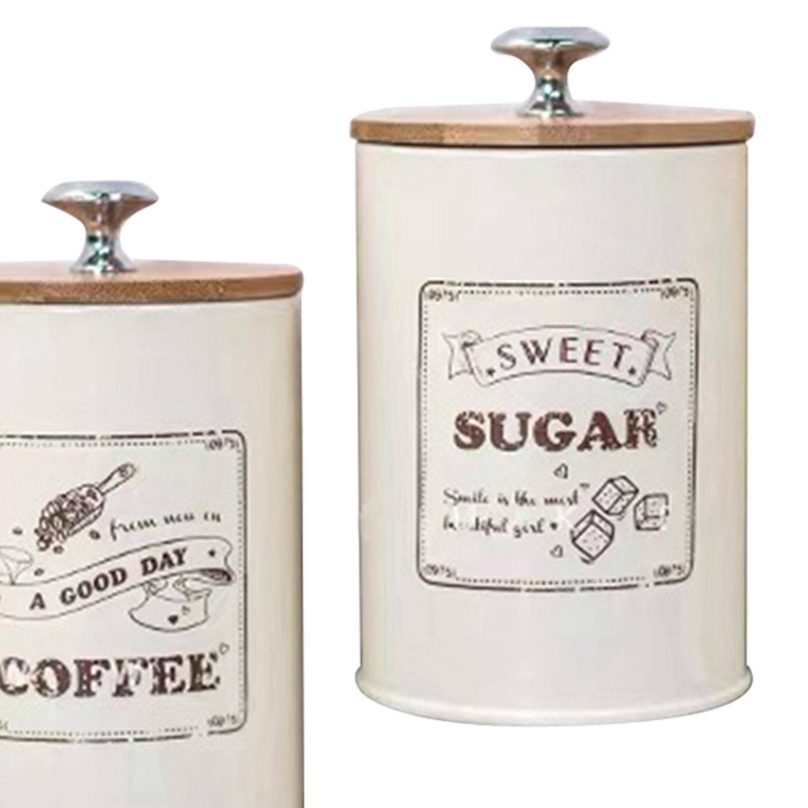 Coffee Tea And Sugar Canister Set - Zestaw 3 pojemników na cukier, kawę