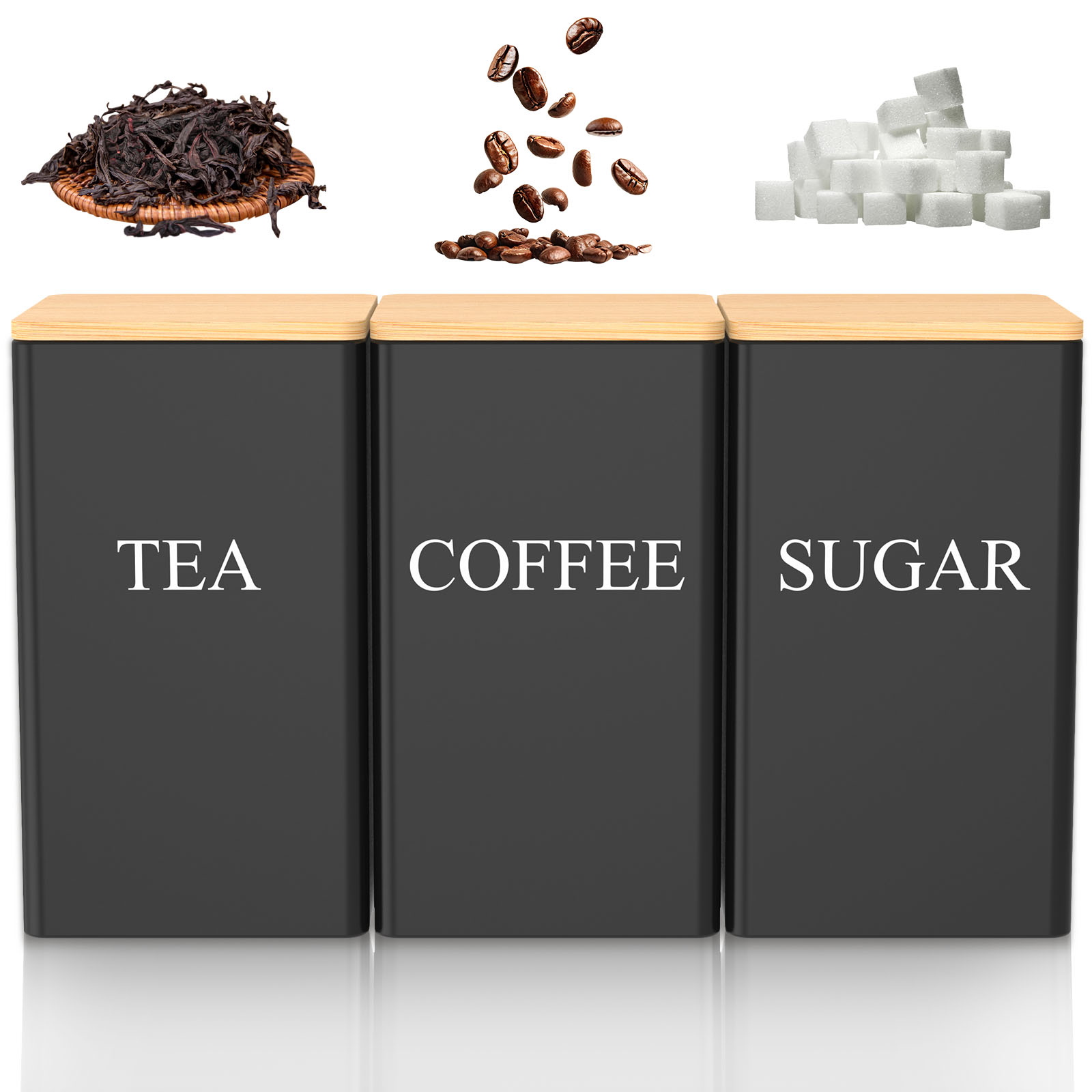 Coffee Tea And Sugar Canister Set - Zestaw pojemników na kawę i herbatę