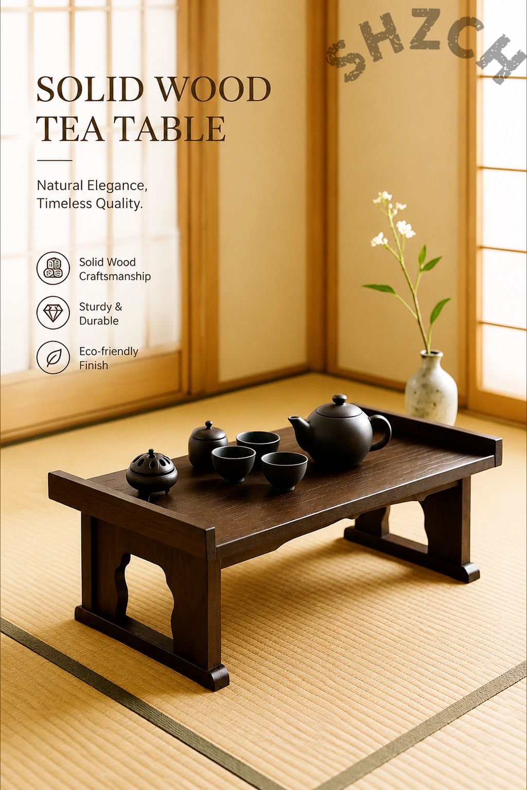 Coffee Or Tea Please - Składany niski drewniany stolik do herbaty