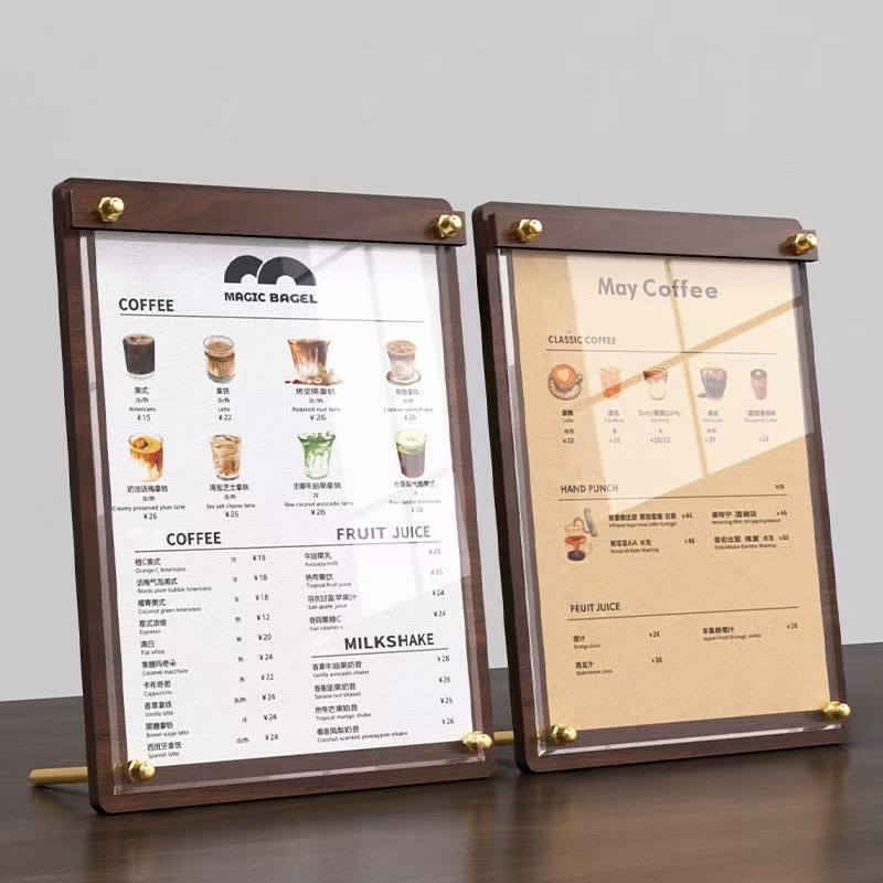 Coffee Tea Mix - Stojak na menu z akrylu imitującego