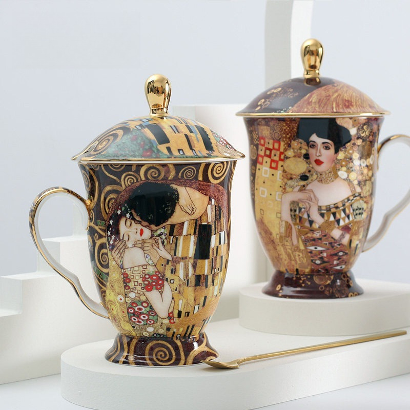 Coffee Tea Spoon - Europejski ceramiczny kubek z pokrywką i
