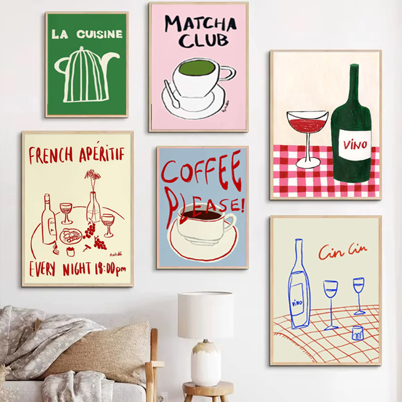Draw Coffee And Tea - 1 szt. bezramowy dekoracyjny wydruk artystyczny,