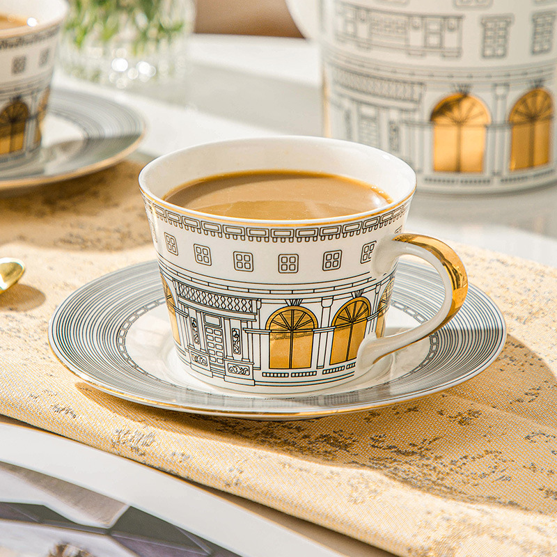 Coffee Tea Mix - Architektoniczny kubek i spodek Kubek do
