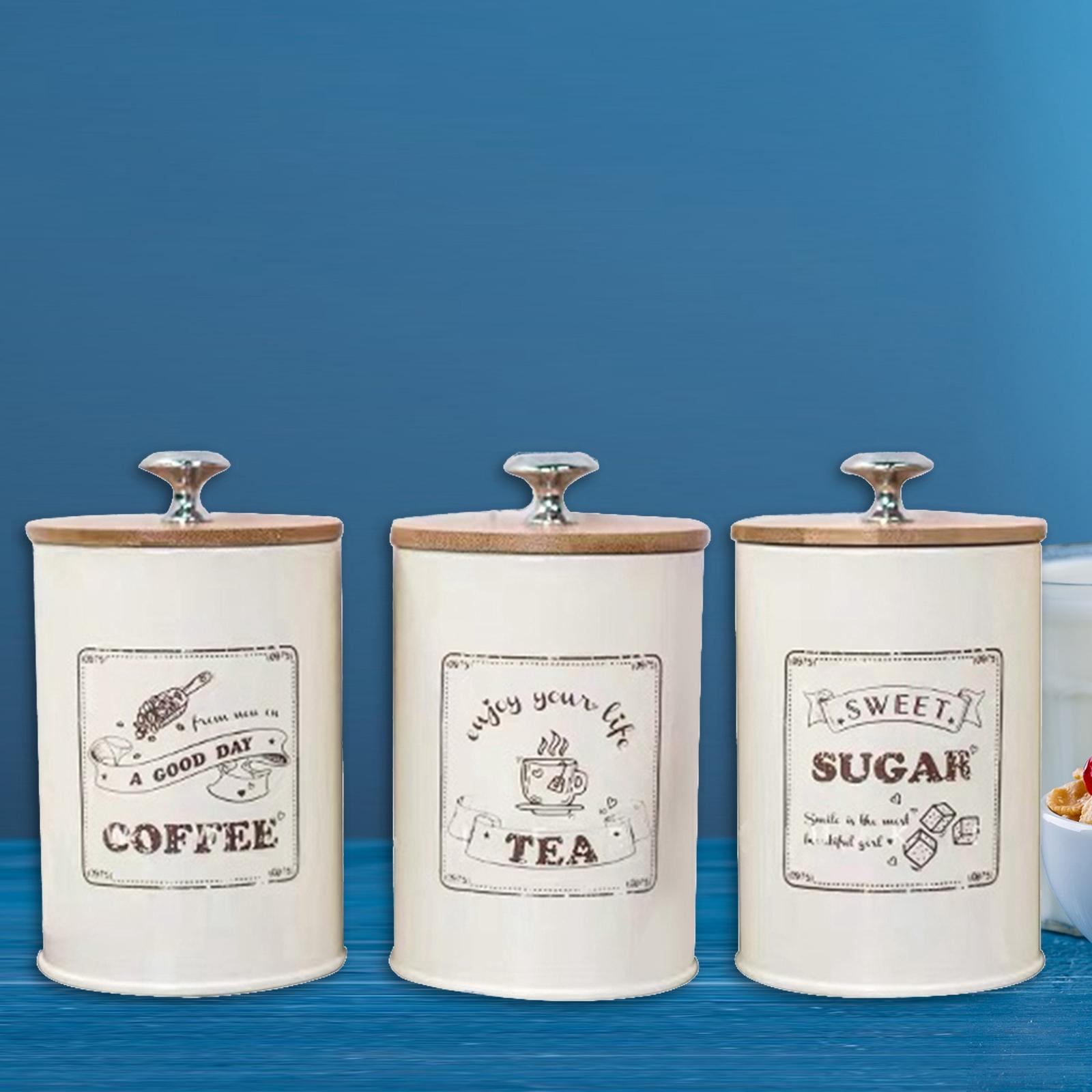 Zestaw 3 pojemników na cukier, – Coffee Tea And Sugar Canister Set recenzja i cena