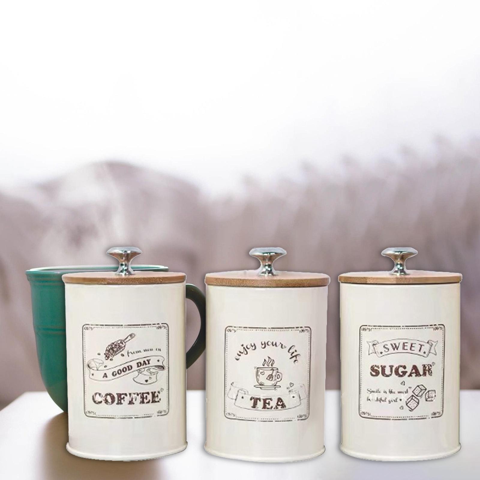 Zestaw 3 pojemników na cukier, – Coffee Tea And Sugar Canister Set recenzja i cena