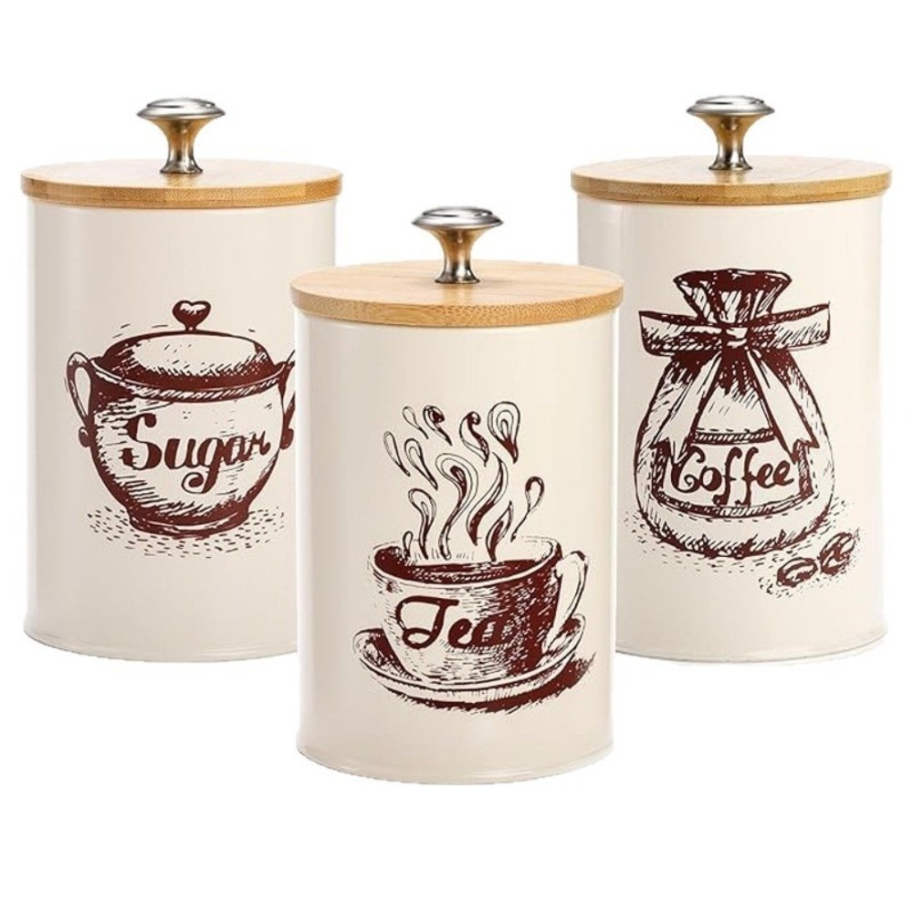 3-częściowy metalowy zestaw po – Coffee Tea And Sugar Canister Set recenzja i cena