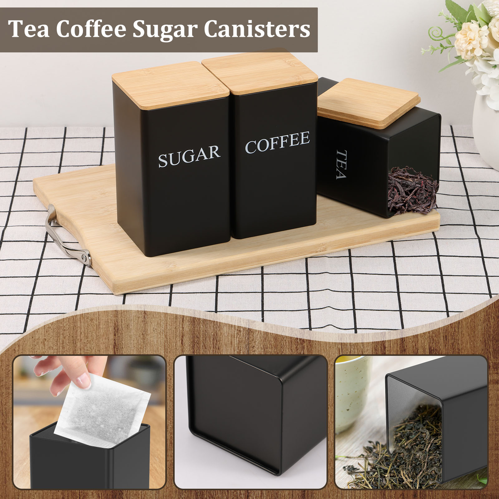 Zestaw pojemników na kawę i he – Coffee Tea And Sugar Canister Set recenzja i cena