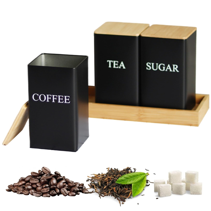 Zestaw 3 pojemników na herbatę – Coffee Tea Sugar Container Set recenzja i cena