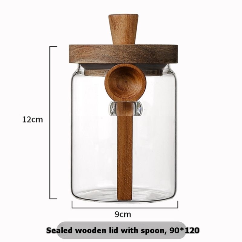 ABJI - Szklane słoiki z drewni – Coffee Tea Sugar Container Set recenzja i cena