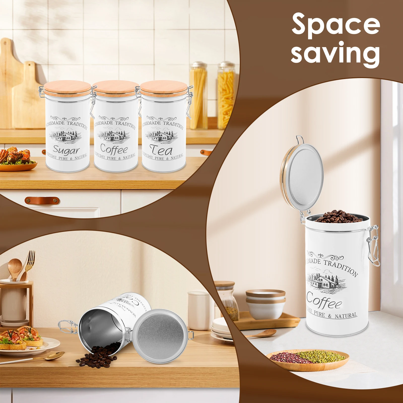 3 szt./zestaw Metalowe pojemni – Coffee Tea Sugar Container Set recenzja i cena