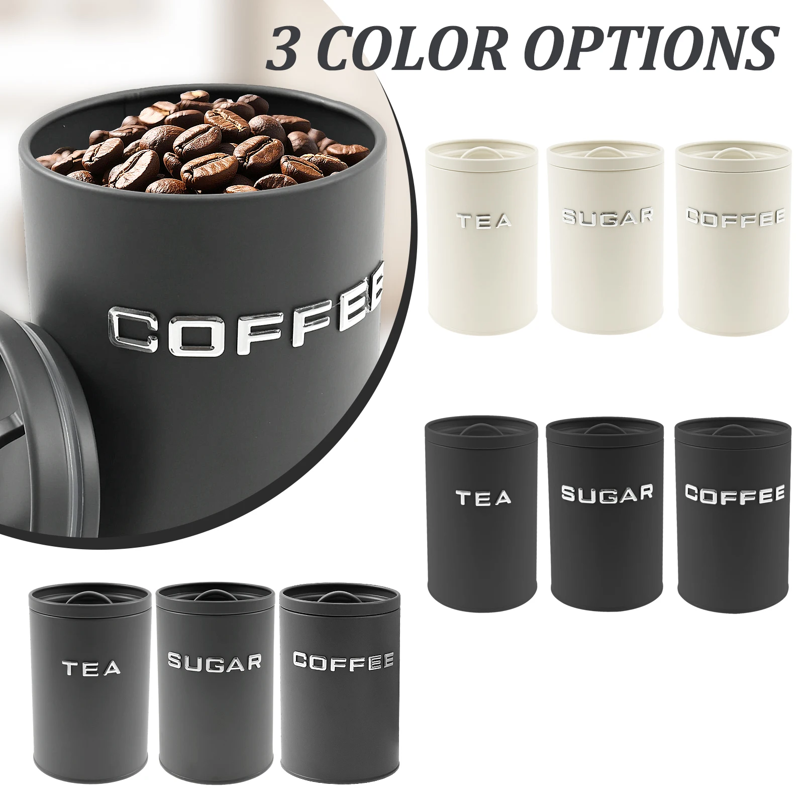 3 szt. Pojemniki na herbatę, k – Coffee Tea Sugar Container Set recenzja i cena