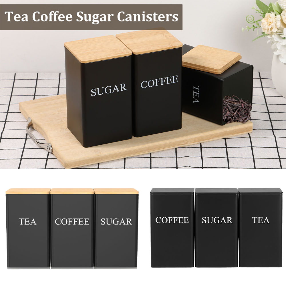 Metalowy pojemnik na kawę i he – Coffee Tea Sugar Container Set recenzja i cena