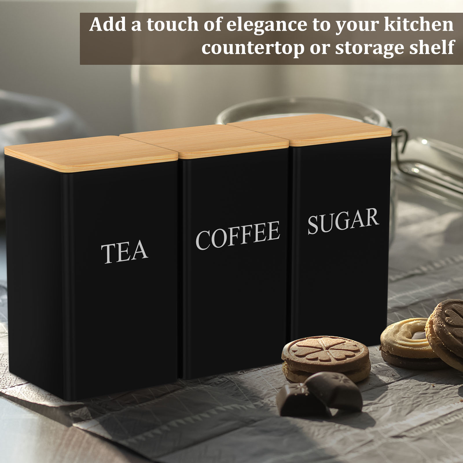 Metalowy pojemnik na kawę i he – Coffee Tea Sugar Container Set recenzja i cena